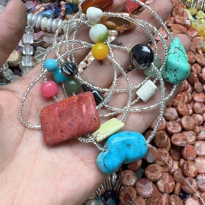 合金玛瑙/玉髓珠宝半成品一条毛衣链