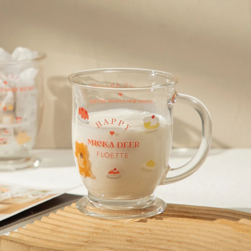 【买一送一】可爱小熊蛋糕杯子玻璃水杯子ins高颜值印花便携大容量