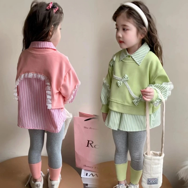 【好乖好甜】女童洋气套装2025春装新款韩版中小童长袖卫衣两件套