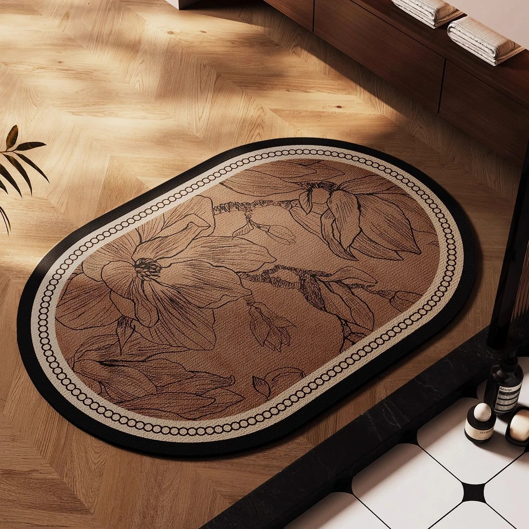 硅藻泥家用中古风浴室加厚吸水地垫耐脏脚垫浴室吸水地垫