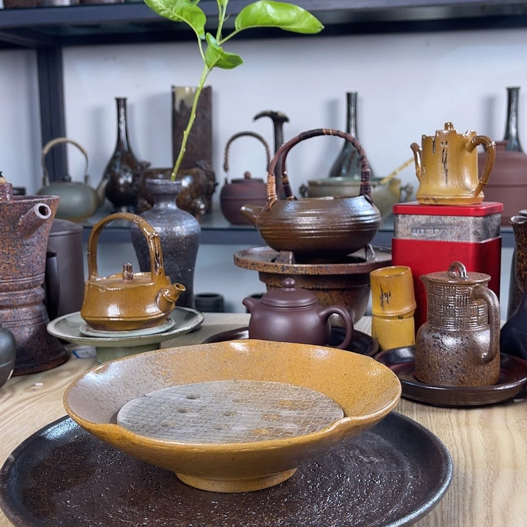 碟紫砂粗陶实用小茶盘