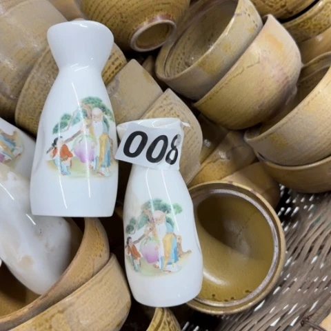 泥塑磁州窑温酒壶一对