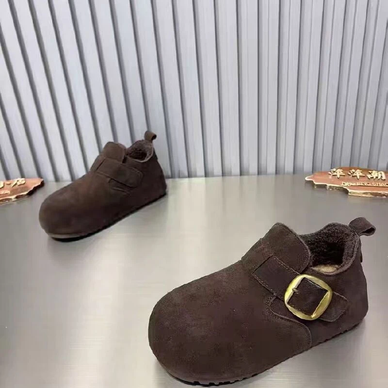 新款真皮系带勃肯鞋女厚底舒适大头鞋轻便时尚百搭一脚蹬乐福5267