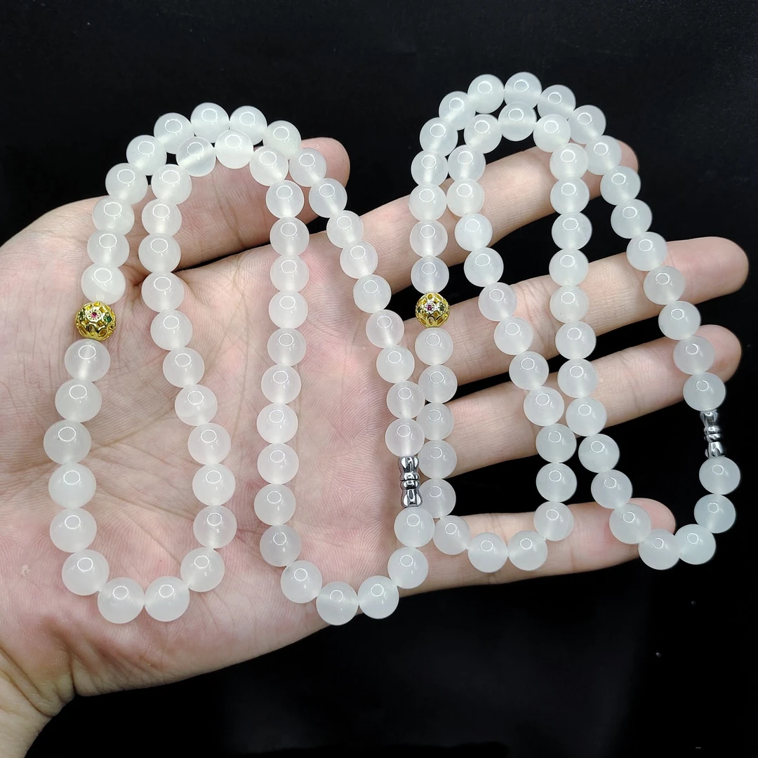 【老三珠宝】白冰玉DIY公主链C4【多样性发其一】约8mm+