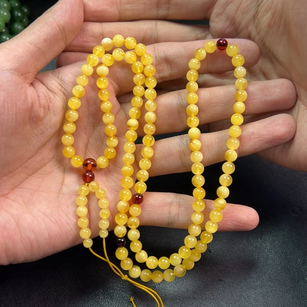 蜜蜡颈饰未镶嵌多样性高端老黄蜡蜜蜡卡125颗链子