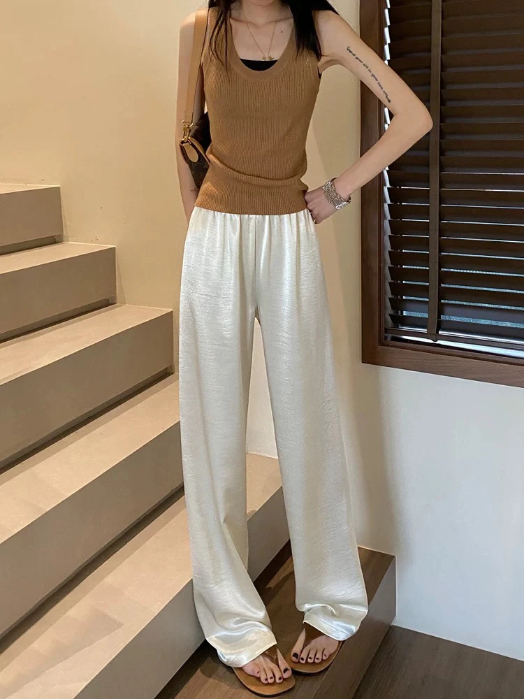 【依品主推】（长裤）南油高货醋酸直筒裤。橡筋腰包容性强