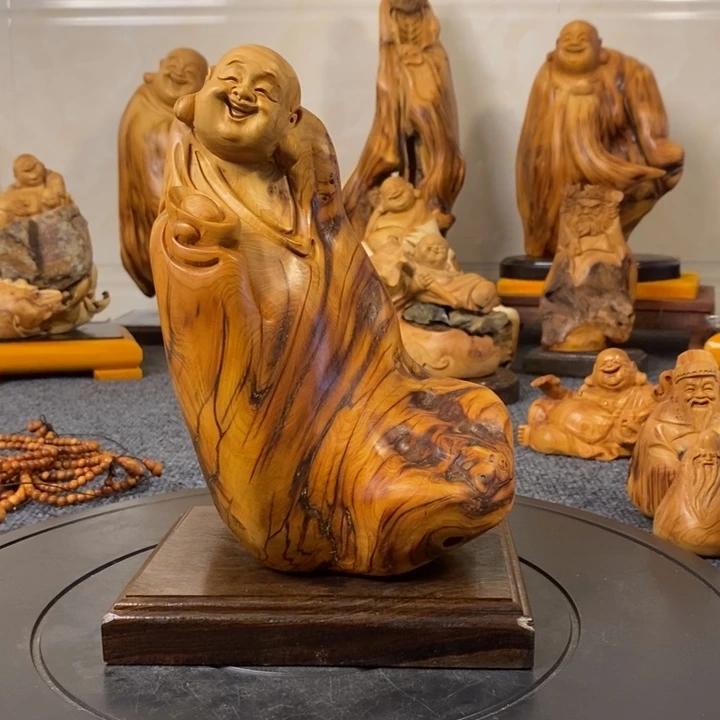柏木（崖柏）太行崖柏弥勒佛摆件根雕工艺品