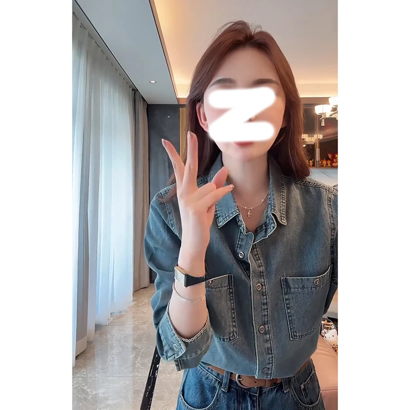 法式设计感小众蓝色牛仔衬衫外套女2025新款夏季衬衣长袖上衣早秋