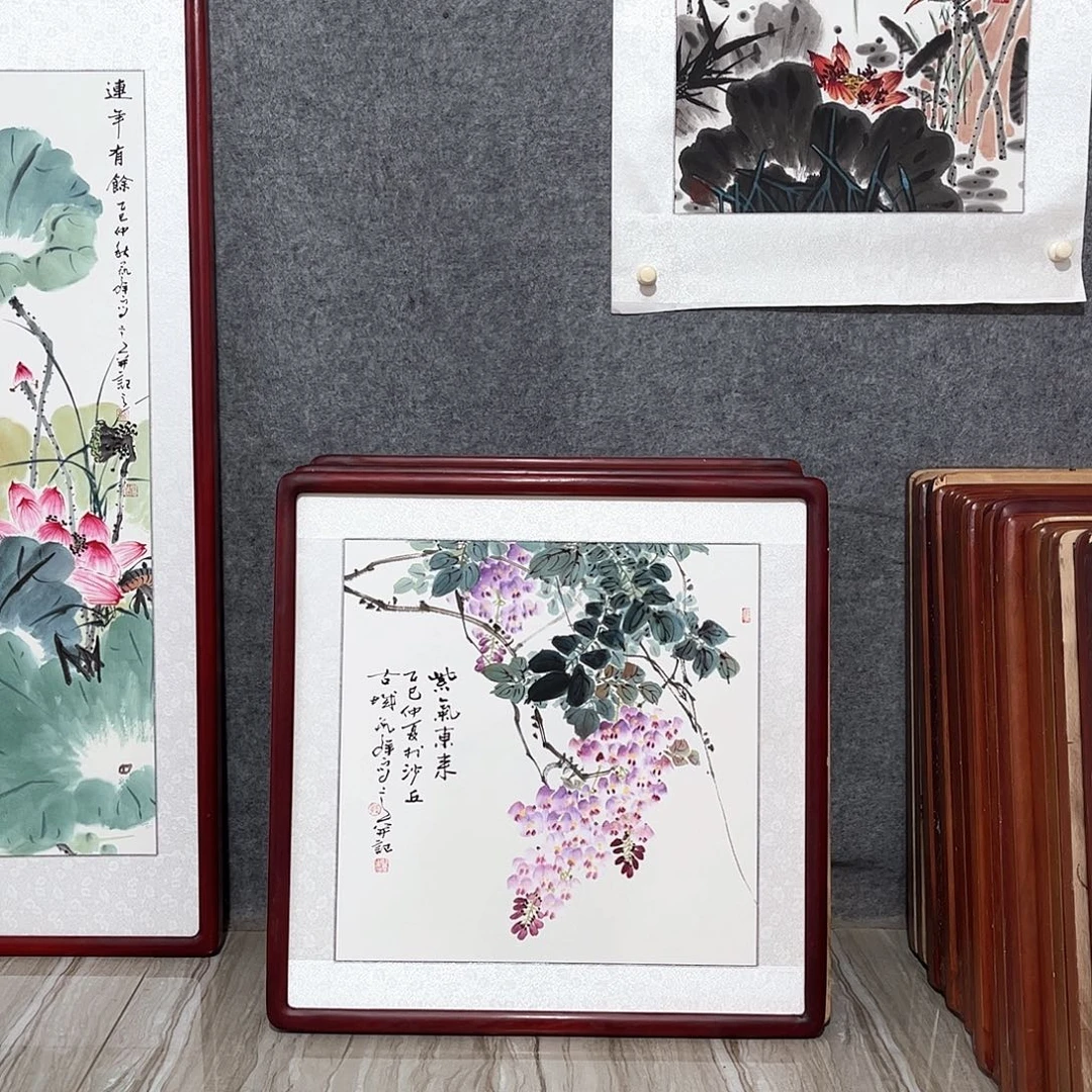 国画书画作品带框63×63