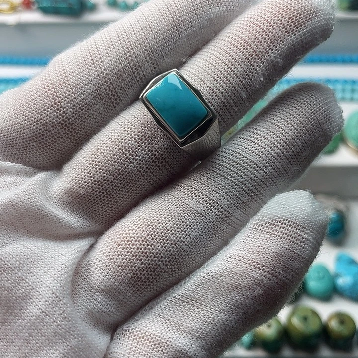 绿松石银S925镶嵌戒指