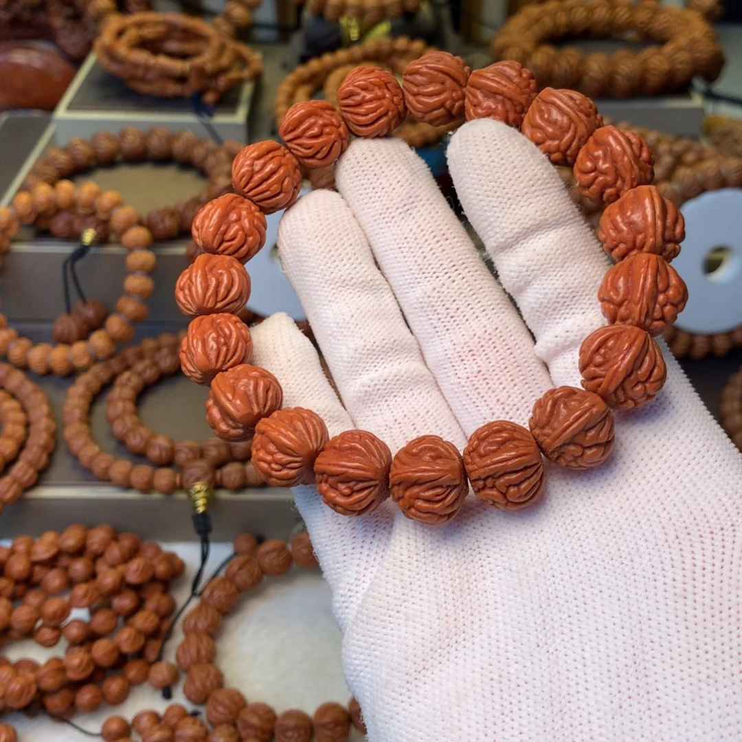 用***2手串桃核秦岭龙纹