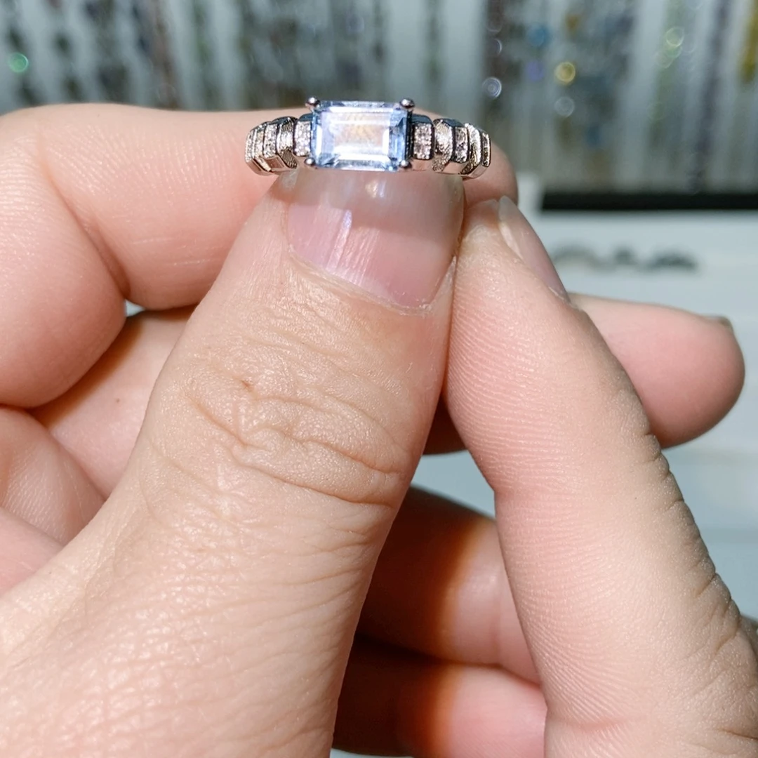 绿水晶戒指银S925镶嵌