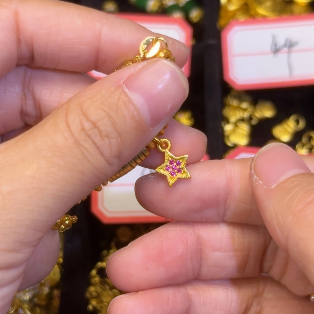 合金粉色星星吊吊4个