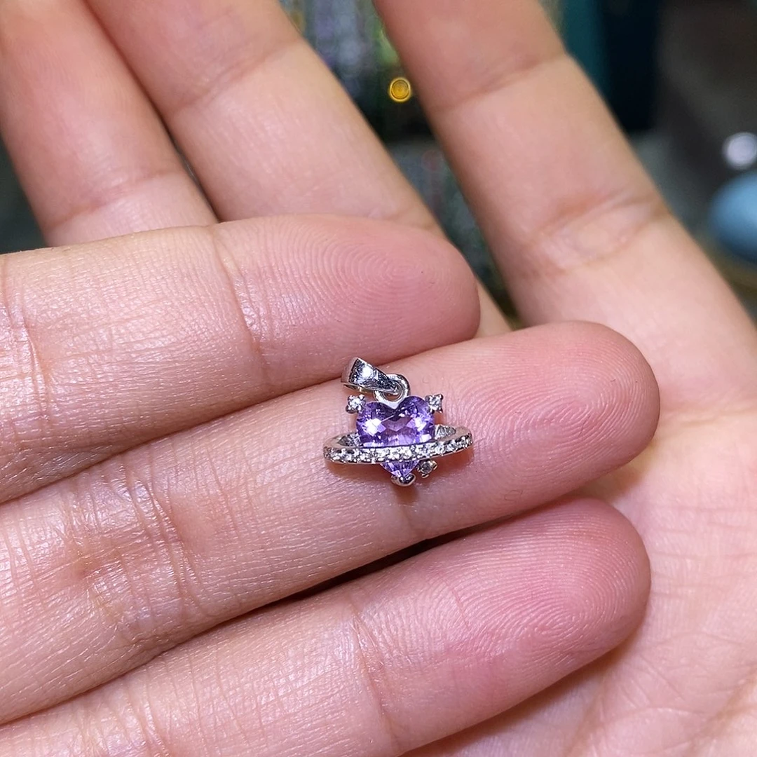 煎****银S925镶嵌吊坠(不含链)紫晶