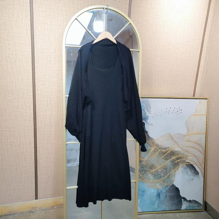 AF428孕妇黑色针织裙两件套90-130