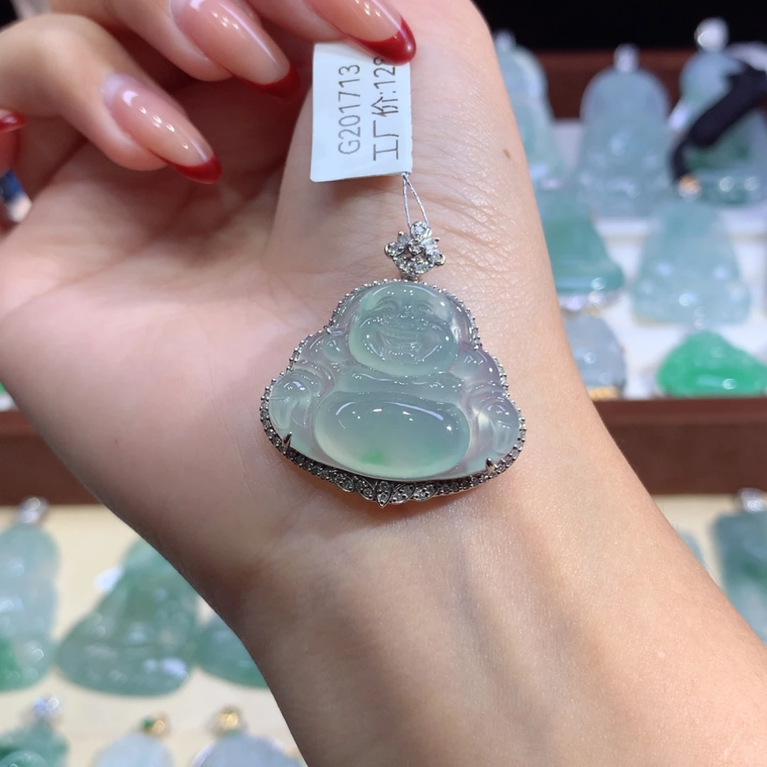 吊坠(不含链)18K金镶嵌翡翠