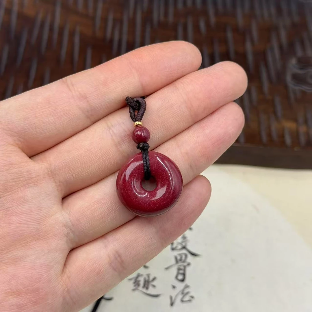 含辰砂工艺品【北野珠宝】含辰砂工艺品吊坠-B12H-39【22x8mm】