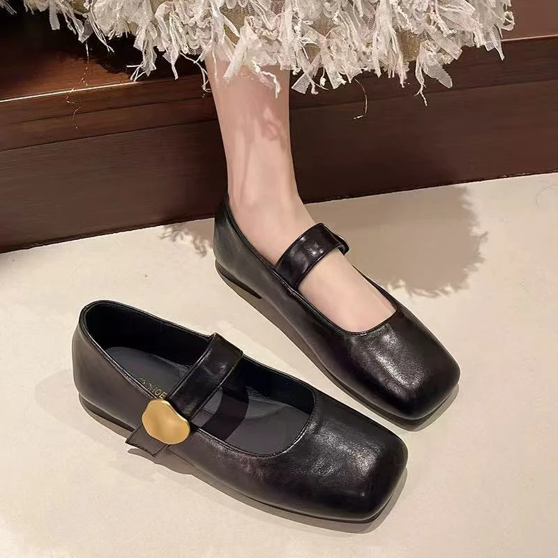 88-2玛丽珍鞋女2025春秋款低跟百搭单鞋软底方头芭蕾平底鞋