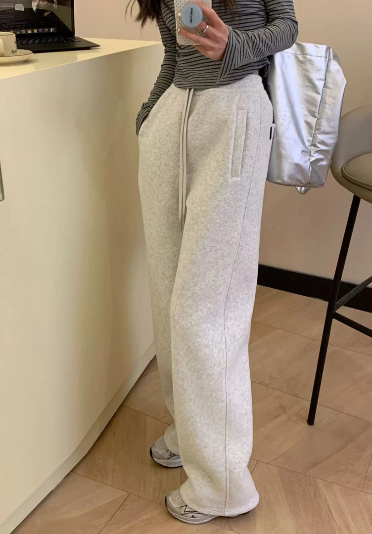 K.K-【瘦瘦裤】醋酸毛巾布韩系休闲时尚百搭直筒休闲卫裤F-8227