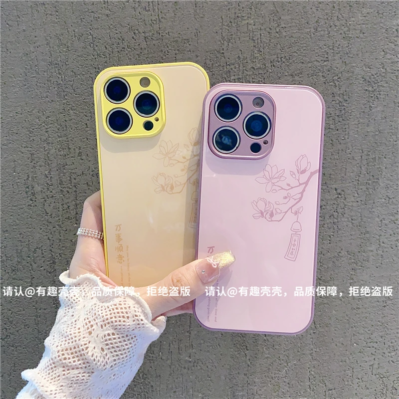玻璃壳适用苹果16/iphone/华为荣耀/OPPO/VIVO/小米/手机壳爆款潮