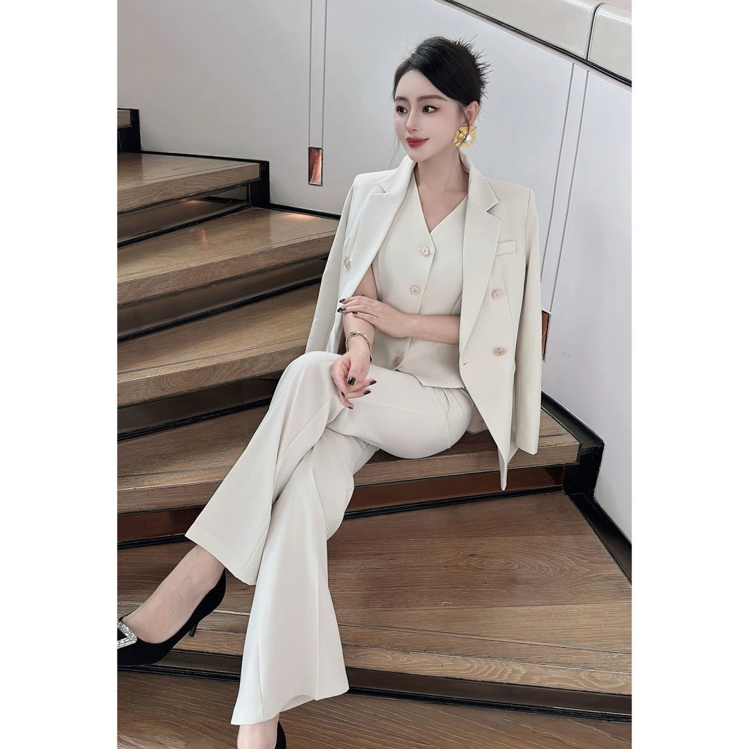 【左可莎】职业正装马甲三件套洋气富家千金高级西装套装女