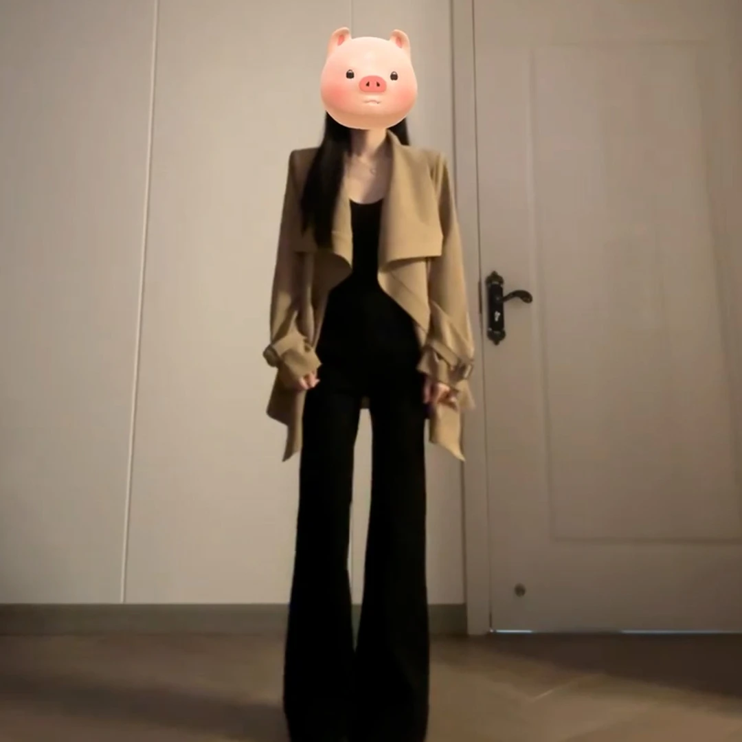 慵懒松弛感韩系卡其色长袖早秋季外套女2025新爆款网红款高冷酷飒