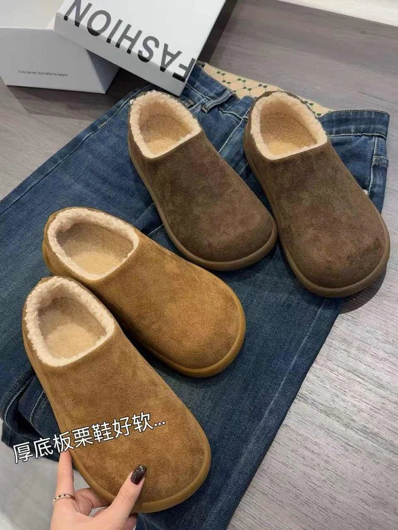 厚底板栗鞋」棉鞋日式极简风休闲风秋冬学院风纯色潮流风冬季825