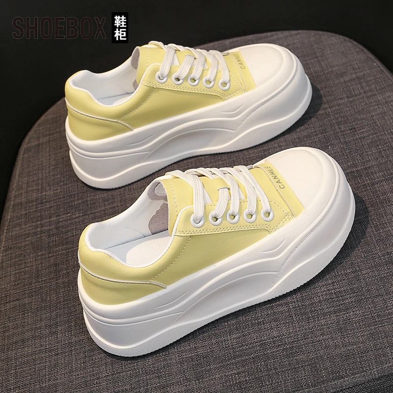 SHOEBOX鞋柜踩屎感小白鞋女2025新款韩版学生百搭厚底休闲板鞋