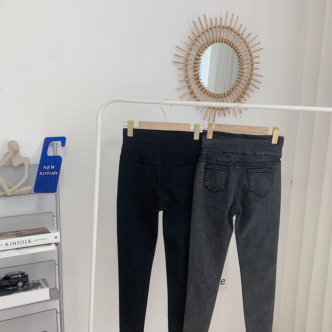 高腰小熊女女春夏修身打底显瘦显小黑裤时尚灰色百搭紧身黑色外穿