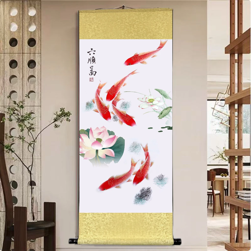 《六顺图》 宽45高140 国画