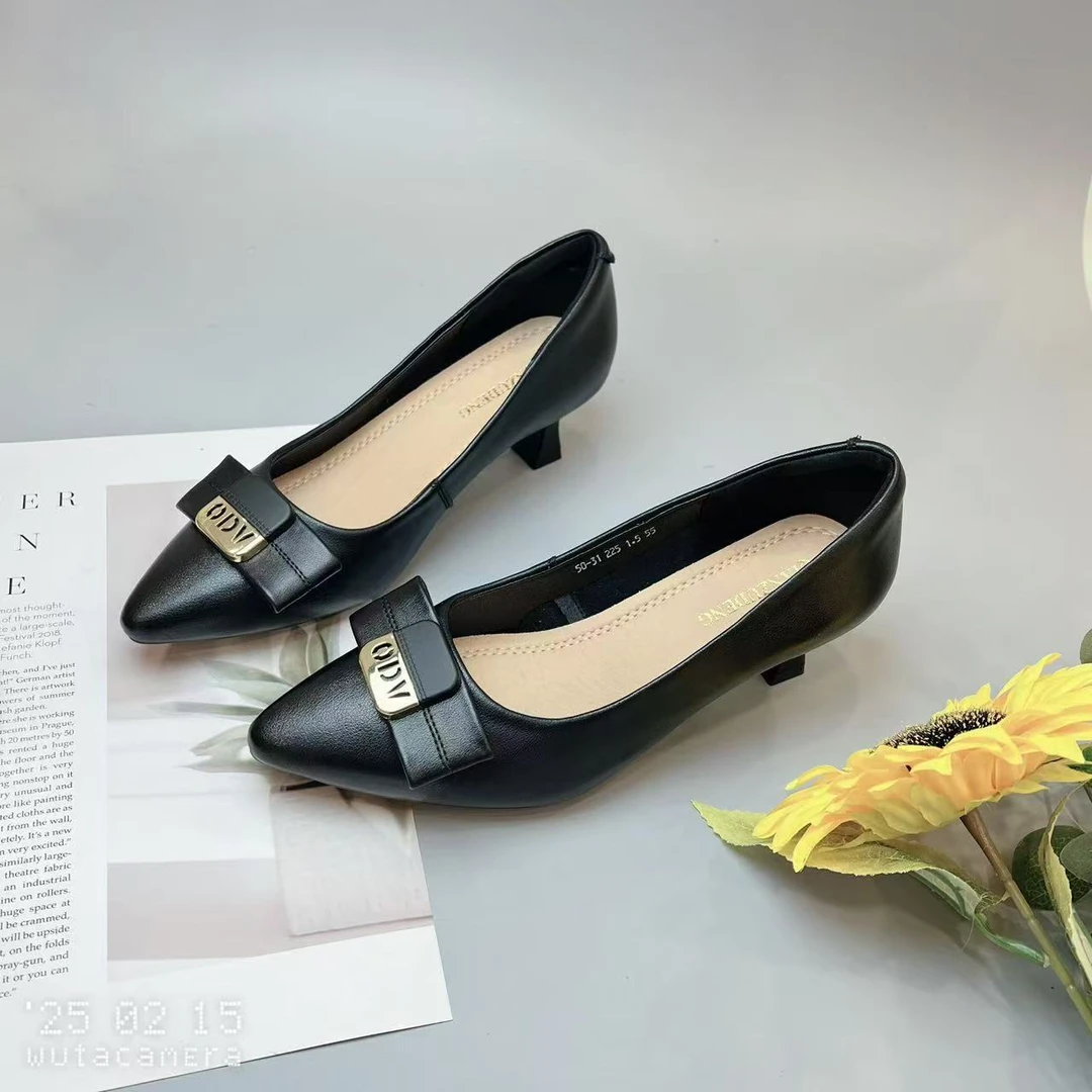 50-31 新款法式高跟鞋细跟尖头百搭单鞋