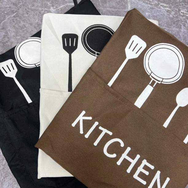 刀叉围裙三色各一个（黑色+咖色+米色）
