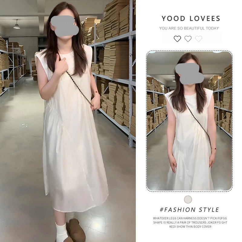 法式高级感气质优雅连衣裙女装2025夏季新款小个子无袖漂亮长裙子