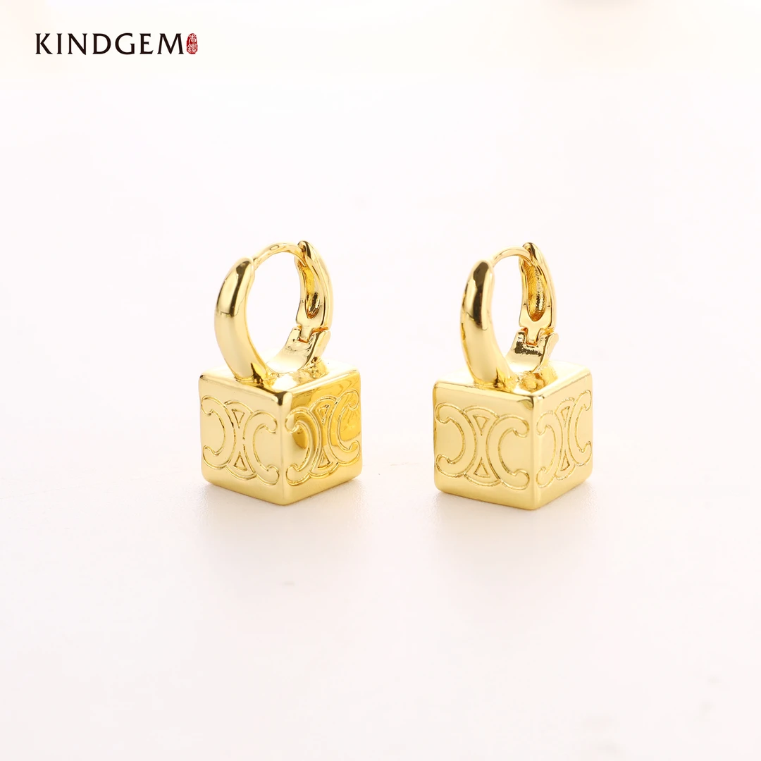 铜合金耳饰 法式复古轻奢简约个性方块耳环 BB69XLZC-25726