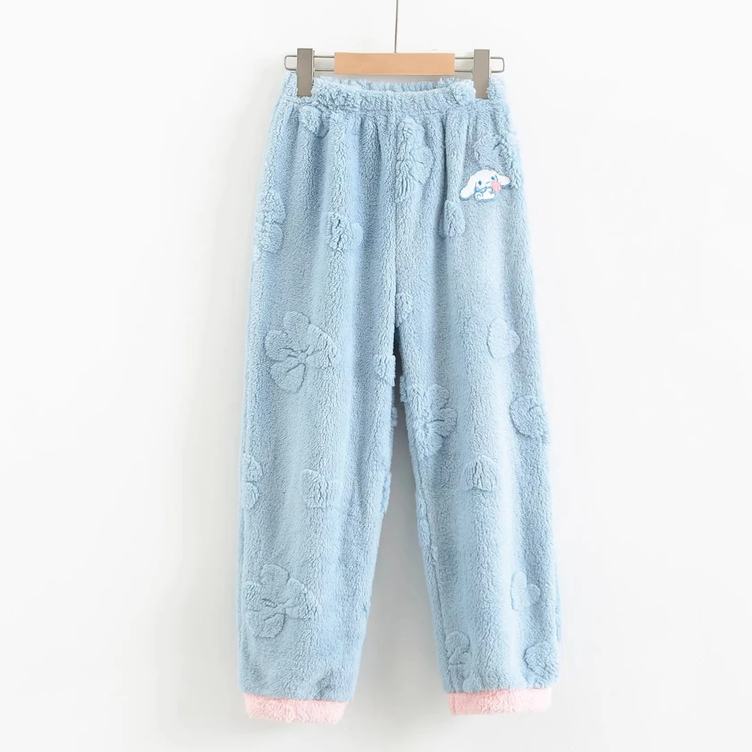 2842 儿童睡裤珊瑚绒女童裤子秋冬法兰绒加绒家居裤中大童暖暖裤