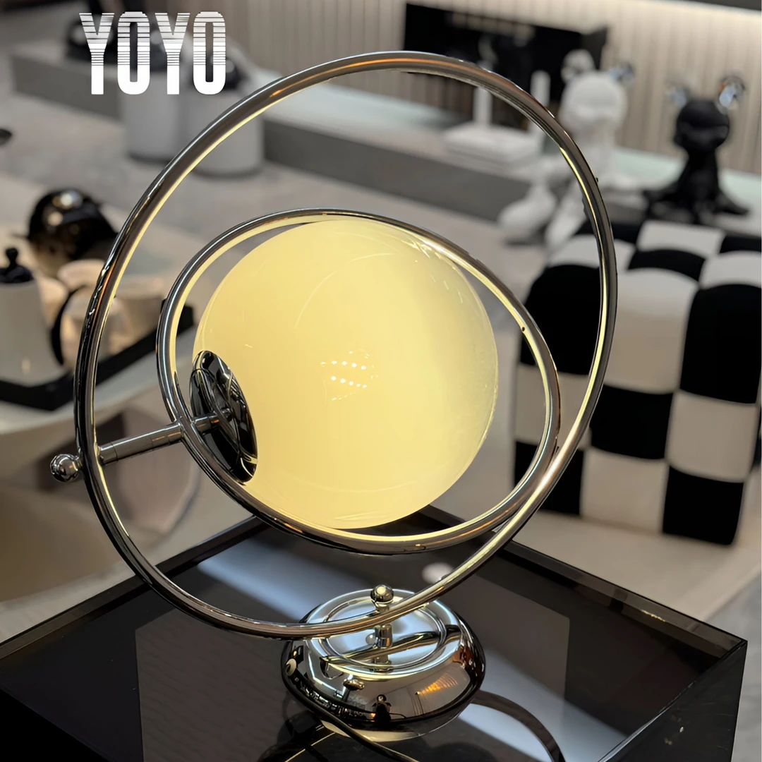 意大利1970中古旋转艺术台灯vintage复古玻璃月球客厅卧室床头灯