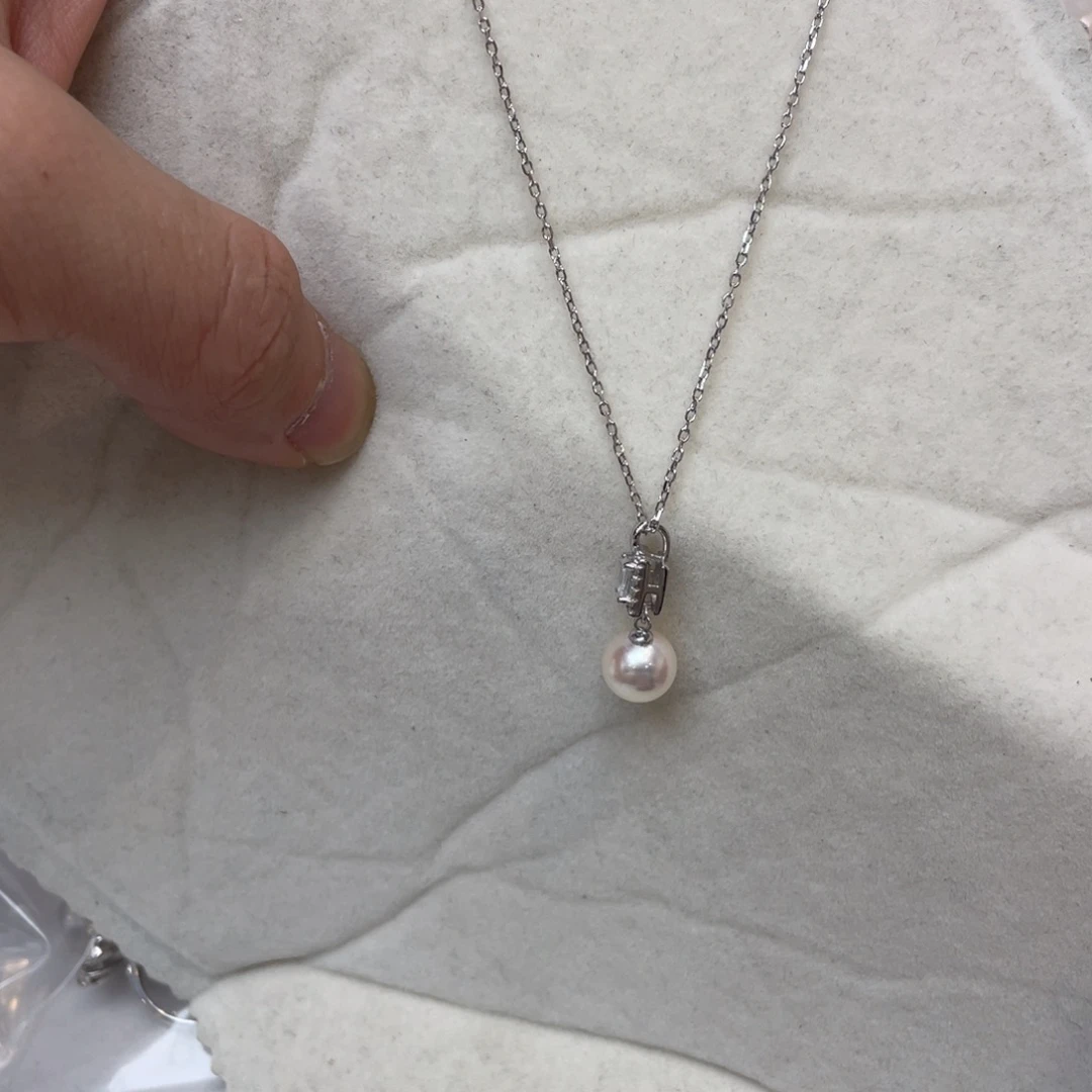 银S925镶嵌海水珍珠项链