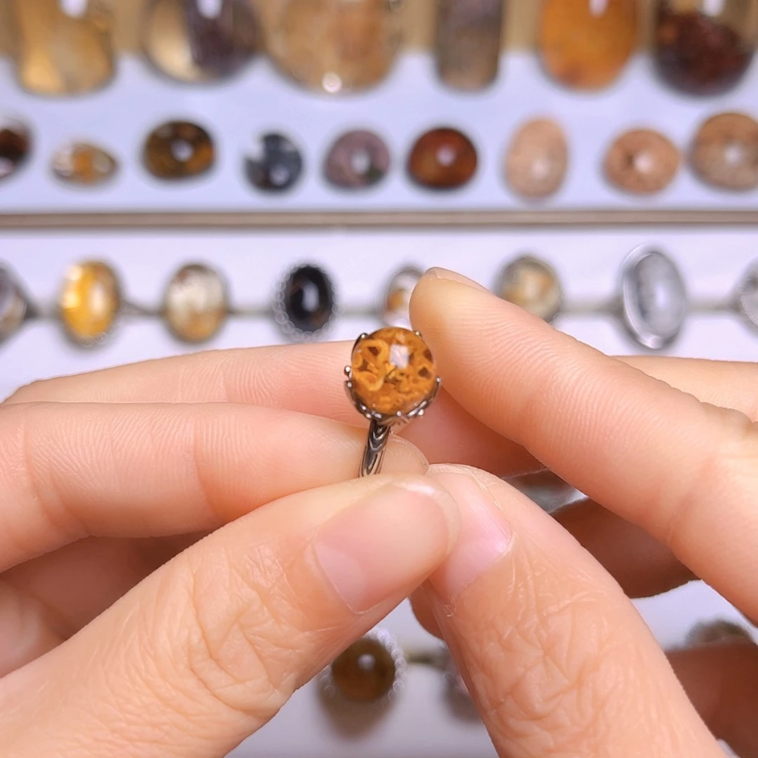 水晶戒指银S925镶嵌天然