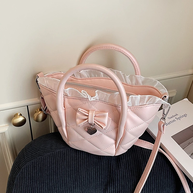 菱格绣线包包女2025新款精致百搭斜挎包时尚超火手提水桶包小拎包