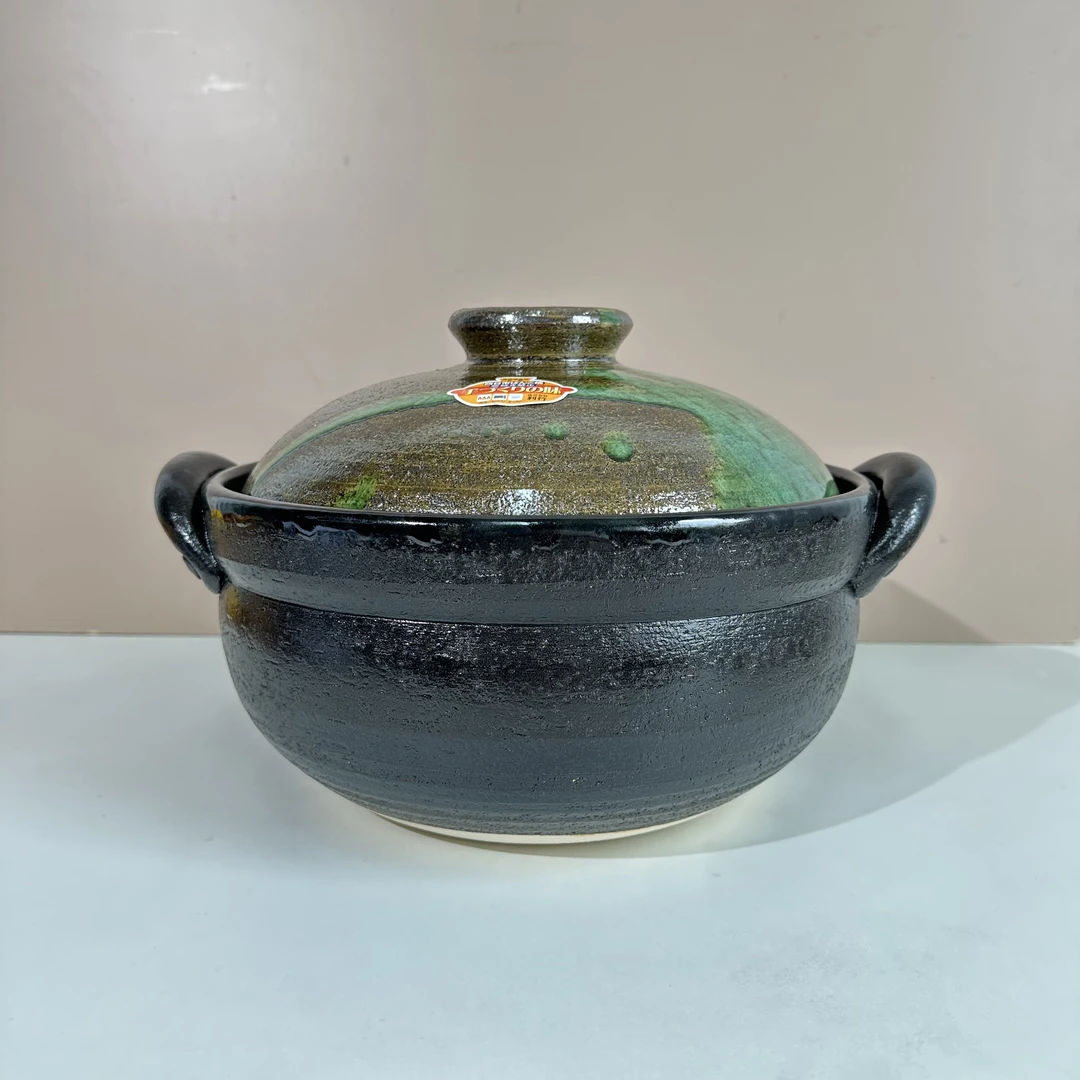 【万古烧 绿釉南蛮汤锅 5L】日本进口万古烧高颜值家用炖汤锅
