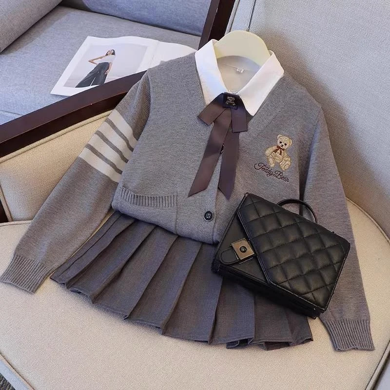 奥莱正品女童春装学院风jk制服套装小童套裙春秋款儿童裙子小女孩