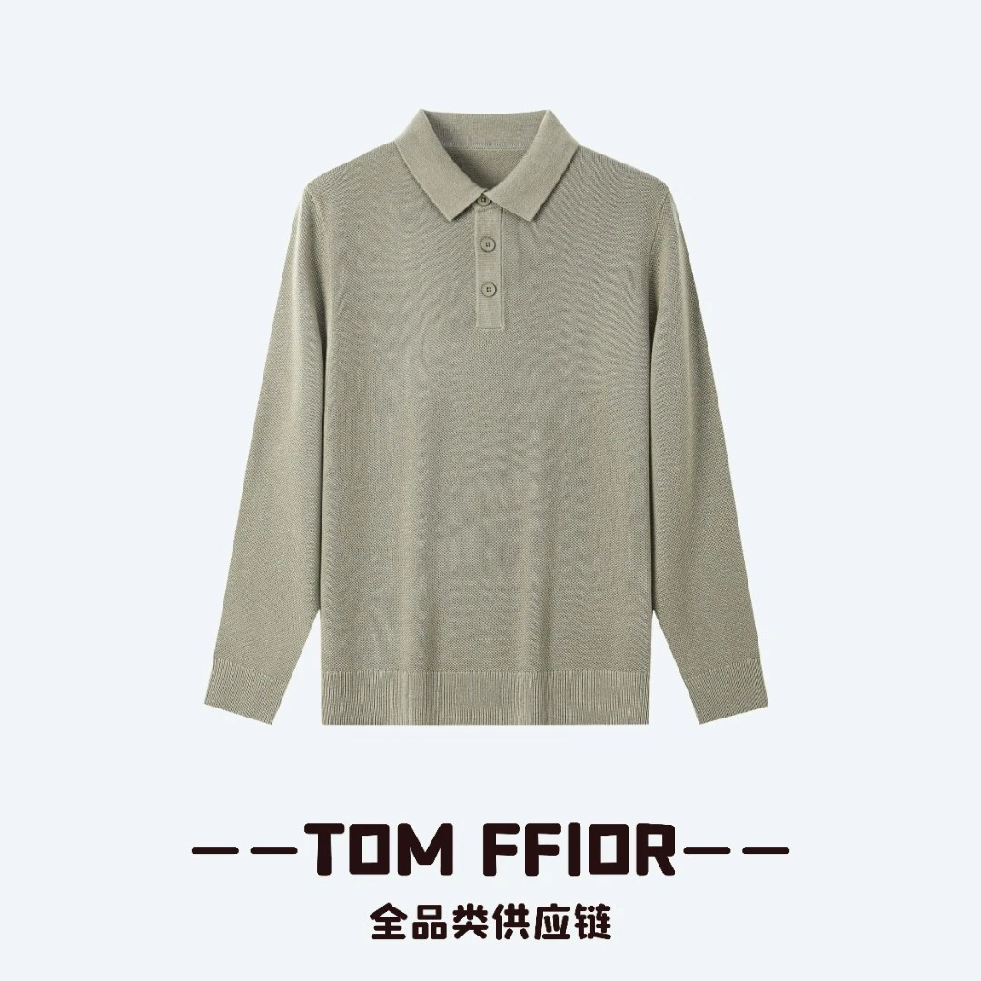 TOM FFIOR 绵羊毛混纺POLO领针织羊毛衫男士百搭休闲风春秋JX71