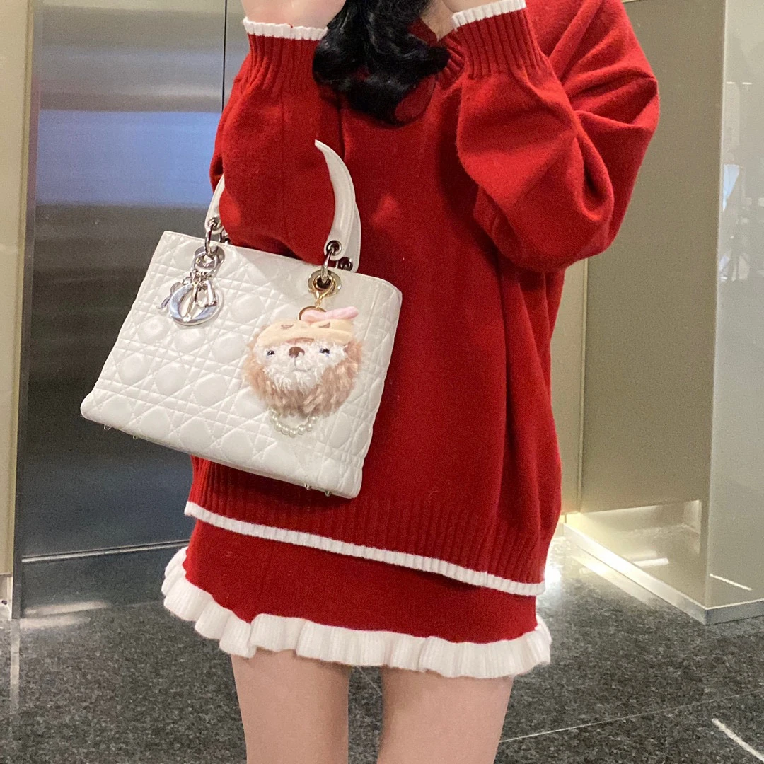 95新 DIOR/迪奥 dior白色五格戴妃单肩斜挎包