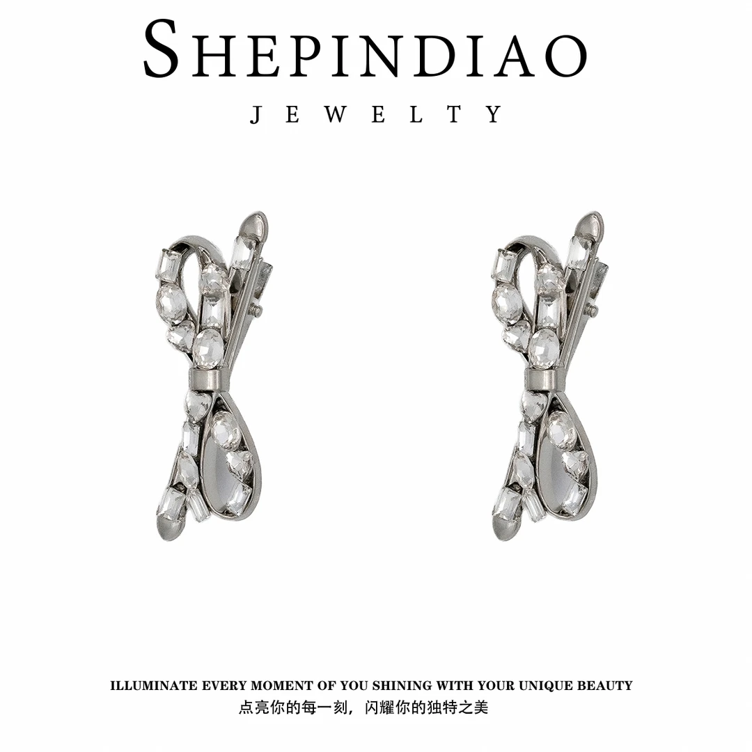 F199水钻蝴蝶结夹子头饰发夹边夹碎发刘海夹一字夹发饰女顶夹发卡