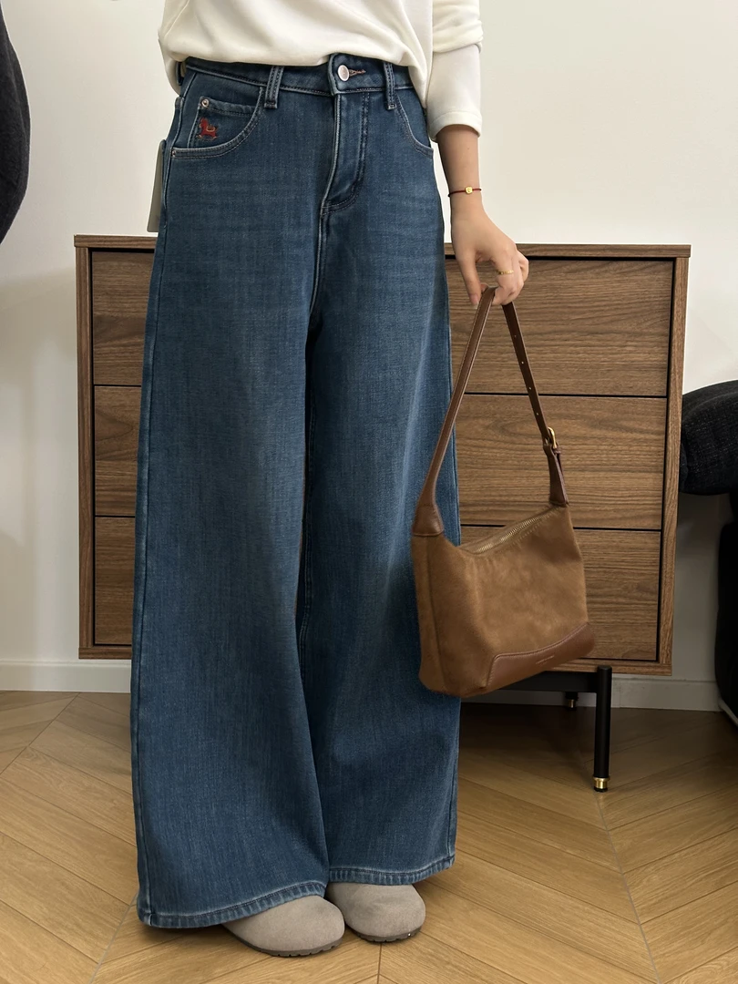 XIAOYINZI 小红马~360度完美弹加绒显瘦遮跨窄版显瘦阔腿牛仔裤