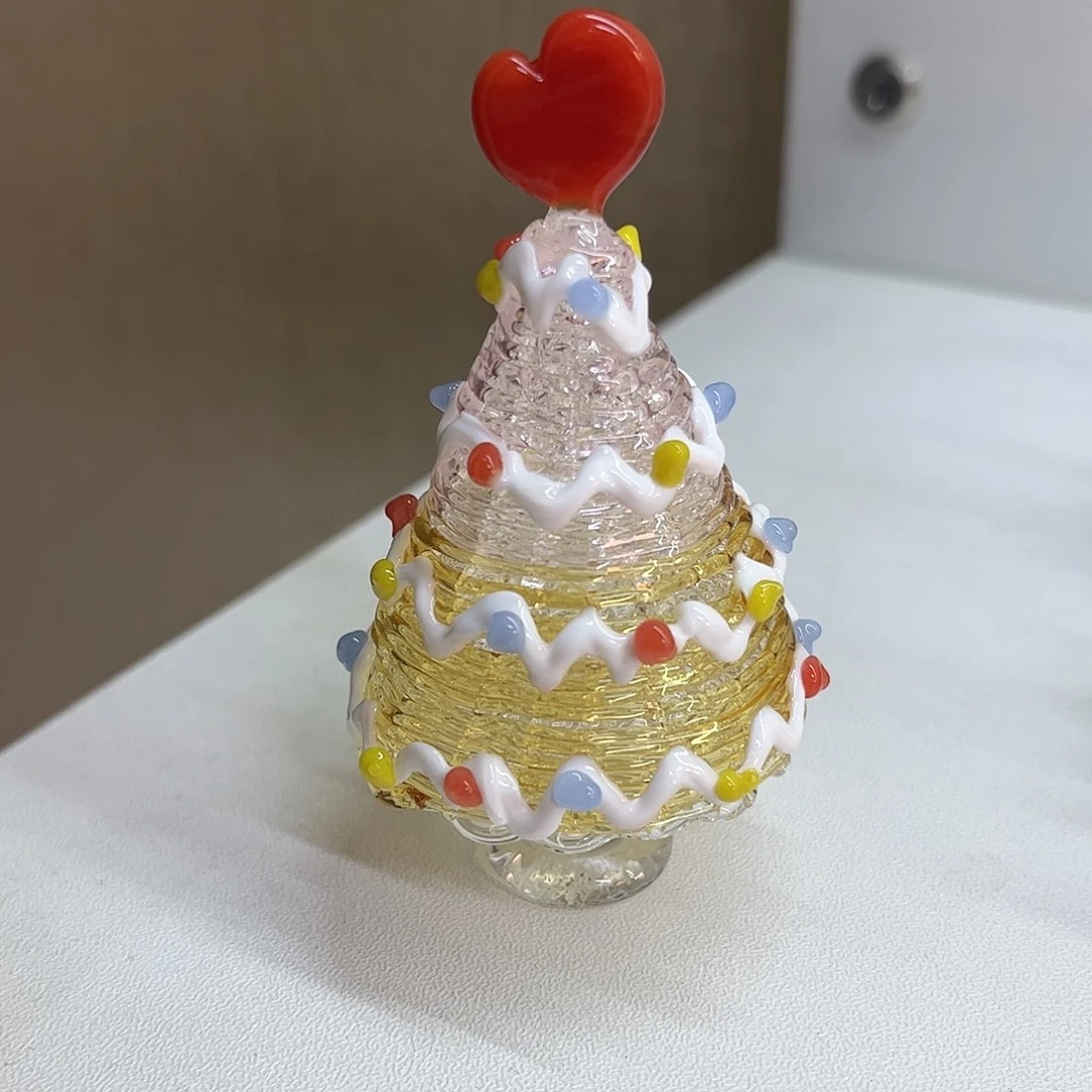 手工艺品琉璃粉金爱心