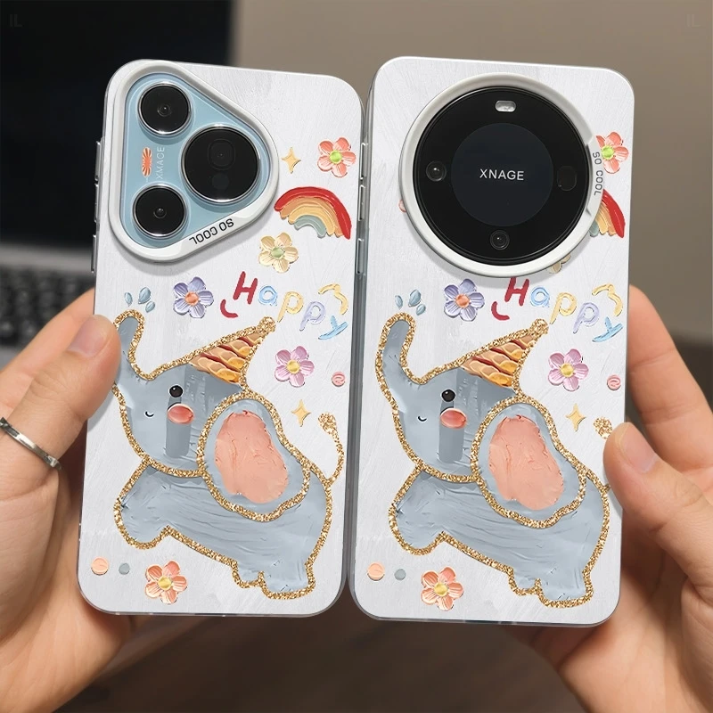 彩虹小象适用苹果/华为/小米/OPPO/VIVO防摔ins全包手机壳创意