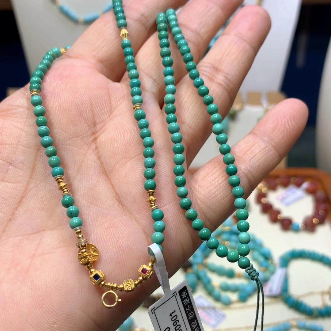 18K金镶嵌绿松石万能链3.5mm