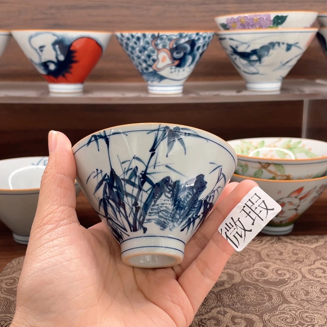 釉下手绘茶具微瑕