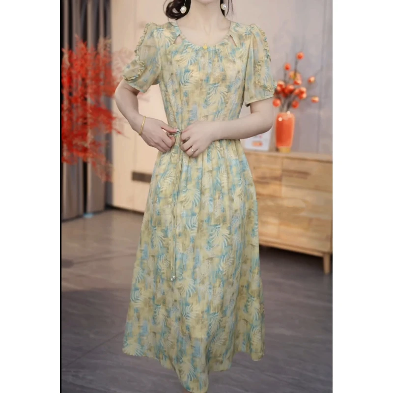 高档连衣裙时尚韩版减龄显瘦中长裙2025夏季女装气质大码轻奢百搭